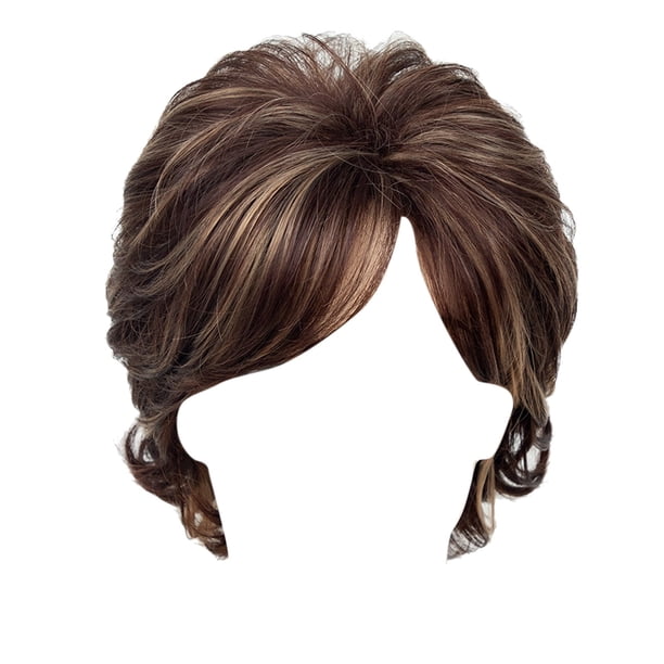 Pelucas cortas marrones para mujer Peluca rizada con pelo sintético ondulado natural Gorro para peluca (1 unidad)