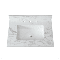 31"x22"Bathroom Vanity Top,sintered stone carra white Barthroom Vanity Sink Tops with Rectangular Undermount Ceramic Sink