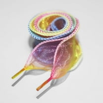 2Pairs Satin Ribbon Shoe Laces: 1.57" Wide Color Wave Snow Yarn Shoelaces for Women - 51 inch / 130CM