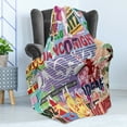 thumbnail image 4 of Grunge Soft Flannel Fleece Throw Blanket, Grunge Artwork with Details Old Torn Posters Advertisement Adds Modern Art Print, Cozy Plush for Indoor and Outdoor Use, 50" x 70", Yellow Blue, by Ambesonne, 4 of 5