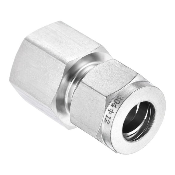 Uxcell Compression Tube Fitting 1/2NPT Female Thread x 12mm Tube OD 304 Stainless Steel