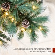 Best Choice Products 6ft Frosted Pre-Lit Artificial Scotch Pine Pencil Christmas Tree w/ 150 LED Lights, Metal Stand