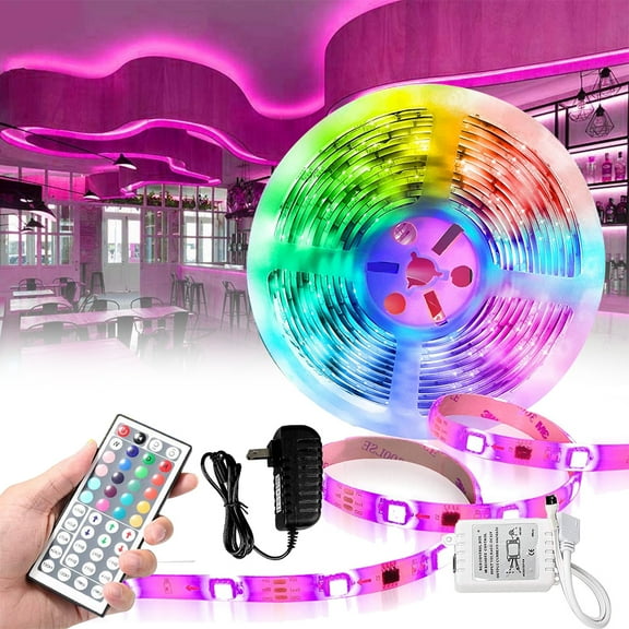 TYNZEO 16.4ft 3528SMD Led Lights for Bedroom, Multi-Color Changing LED Rope Lights with 44Key Remote & 12V DC Power Supply for Home Room Office Decorations