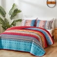 thumbnail image 2 of Juego de edredón WONGS BEDDING, estilo bohemio, tamaño king, con rayas rojas bohemias, 2 of 8