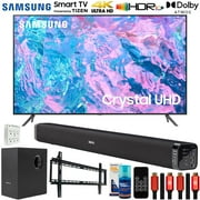 Samsung UN55CU7000 55 inch Crystal UHD 4K Smart TV Bundle with Deco Gear Home Theater Soundbar with Subwoofer, Wall Mount Accessory Kit, 6FT 4K HDMI 2.0 Cables and More (2023 Model)
