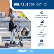Hiboy Electric Scooter, 350W Motor S2 Electric Scooters for Adults 220lbs, 8.5 Solid Tires 17 Miles Long Range 19 MPH Speed, Portable Folding Kick E-Scooter Urban Commuter