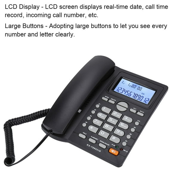 Enregistrement du Temps d'Appel Son Clair Téléphone Filaire avec Afficheur Téléphone Fixe Filaire Gros Boutons Domicile pour Calculatrice Téléphone