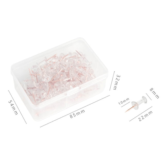 OUNONA Rose Gold Transparent Pushpins Of Map Pins For Office For Marking Travel Photos Maps Calendars Do Lists