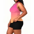 thumbnail image 7 of Miluxas Women Two Piece Swimsuit Fashion Gradient Color Swim Tank Top Built in Bra Bathing Suit with Shorts Modest Swimwear Hot Pink, 7 of 7