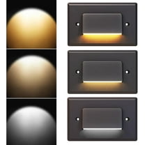 3-Pack 120V LED Step Lights, Dimmable 2.5W Indoor Outdoor Stair Light, 150lm Landscape Lighting 3CCT Selectable 3000K-5000K, IP65 Waterproof Stairway Lighting, Oil Rubbed Bronze