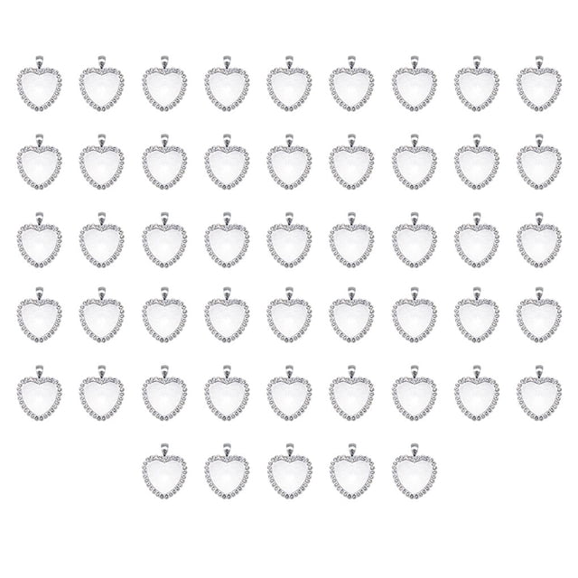 Sonducket 50 piezas de bandejas colgantes con bisel de corazón, accesorios de diamantes de imitación, espaciadores de dijes para fabricación de joyas Ropa, zapatos y accesorios Miscelánea Plata Sonducket AP009583-01