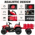 thumbnail image 6 of TOBBI 12V Electric Kids Ride on Tractor with Trailer LED Lights, USB, Bluetooth, Age 3-6 Child, Red, 6 of 7