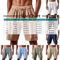thumbnail image 3 of pstuiky Pantalones cortos de gimnasio, Pantalones cortos de lino con cintura elástica y botones de color liso para hombre, versátiles y a la moda. Pantalones cortos para correr para hombre, 3 of 9