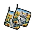 thumbnail image 2 of Alaskan Klee Kai in Sunflowers Pair of Pot Holders, 2 of 2