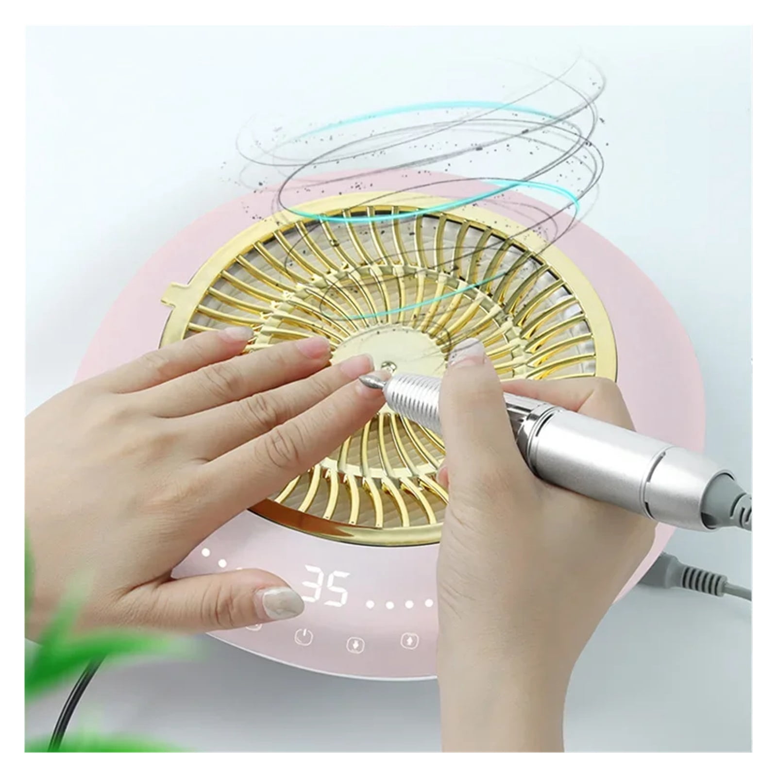 2 in 1 Nail Drill Machine 35000RPM Nail Sander Nail Vacuum Cleaner Intelligent Touch Screen Electric Electric Armor Remover