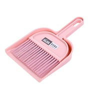 Jooan Dustpan Broom Set Mini Dust Pan Soft Bristle Brush Scrubber for Table Desk Countertop Key Board, Pink