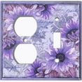 thumbnail image 4 of Metal Light Switch Plate Outlet Cover Purple Floral Leaf Letter Damask FLW060, 4 of 15