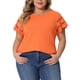 thumbnail image 1 of Blusas de verano sólidas de panel de encaje de manga corta para mujeres de tallas grandes Agnes Orinda 3X Naranja, 1 of 6