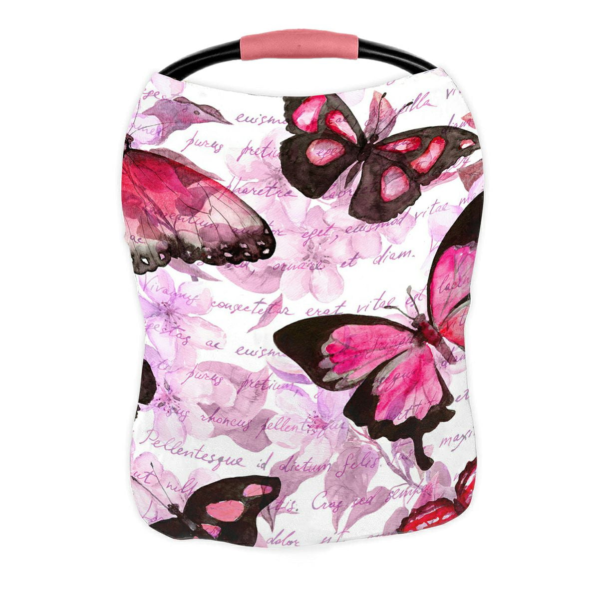 ABPHQTO Flowers Butterflies Hand Written Text Note Nursing Cover Baby Breastfeeding Infant Feeding Cover Baby Car Seat Cover Infant Stroller Cover Carseat Canopy Breathable