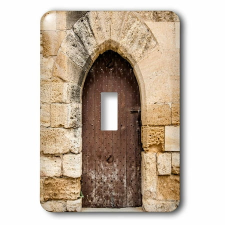 Medieval Single - 3dRose French medieval arched door in stone wall - Single Toggle Switch