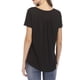thumbnail image 4 of Las mujeres de cuello redondo Top botón Trim plisado busto de manga corta tipo suelto Casual T Shirt Negro M, 4 of 6