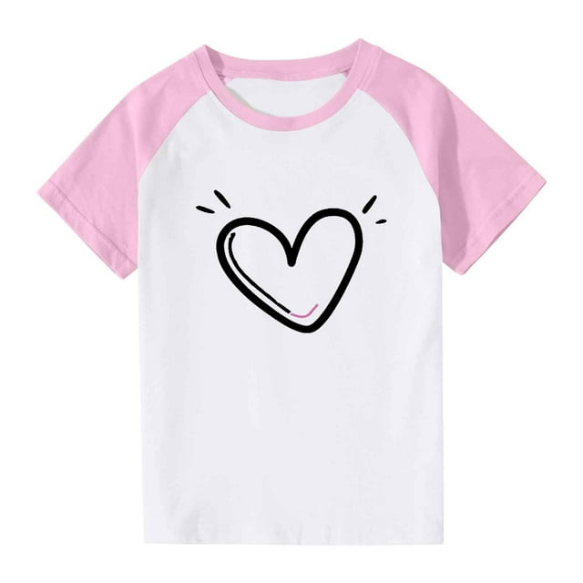 Mode Mignonne pour Garçons Tout-Petits, Col Rond Imprimé, Manches Courtes