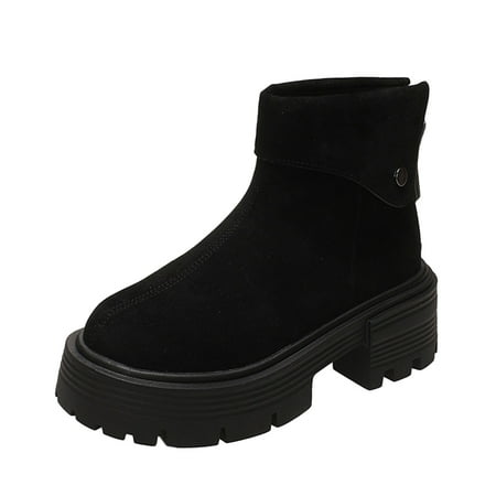 

ZHAGHMIN Mid Calf Boots For Women Platform Heel Ladies Fashion Solid Color Suede Round Toe Back Zipper Vintage Platform Booties Dark Boots For Women Women Rain Boots Fashion Women Boots High
