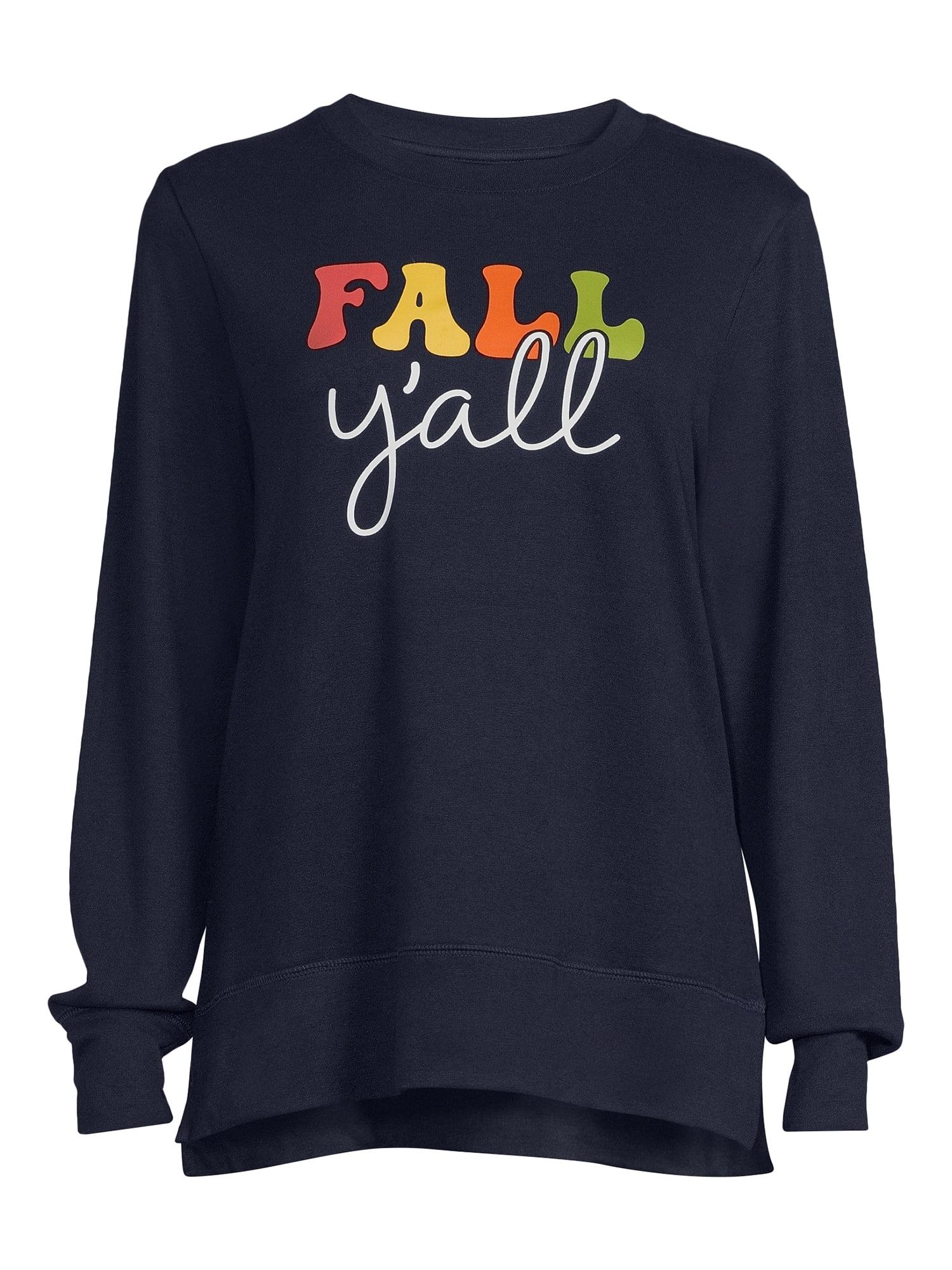 Positivitees Women's Fall Graphic Tee, Long Sleeve T-Shirt Fall Y'all, Sizes S-3XL