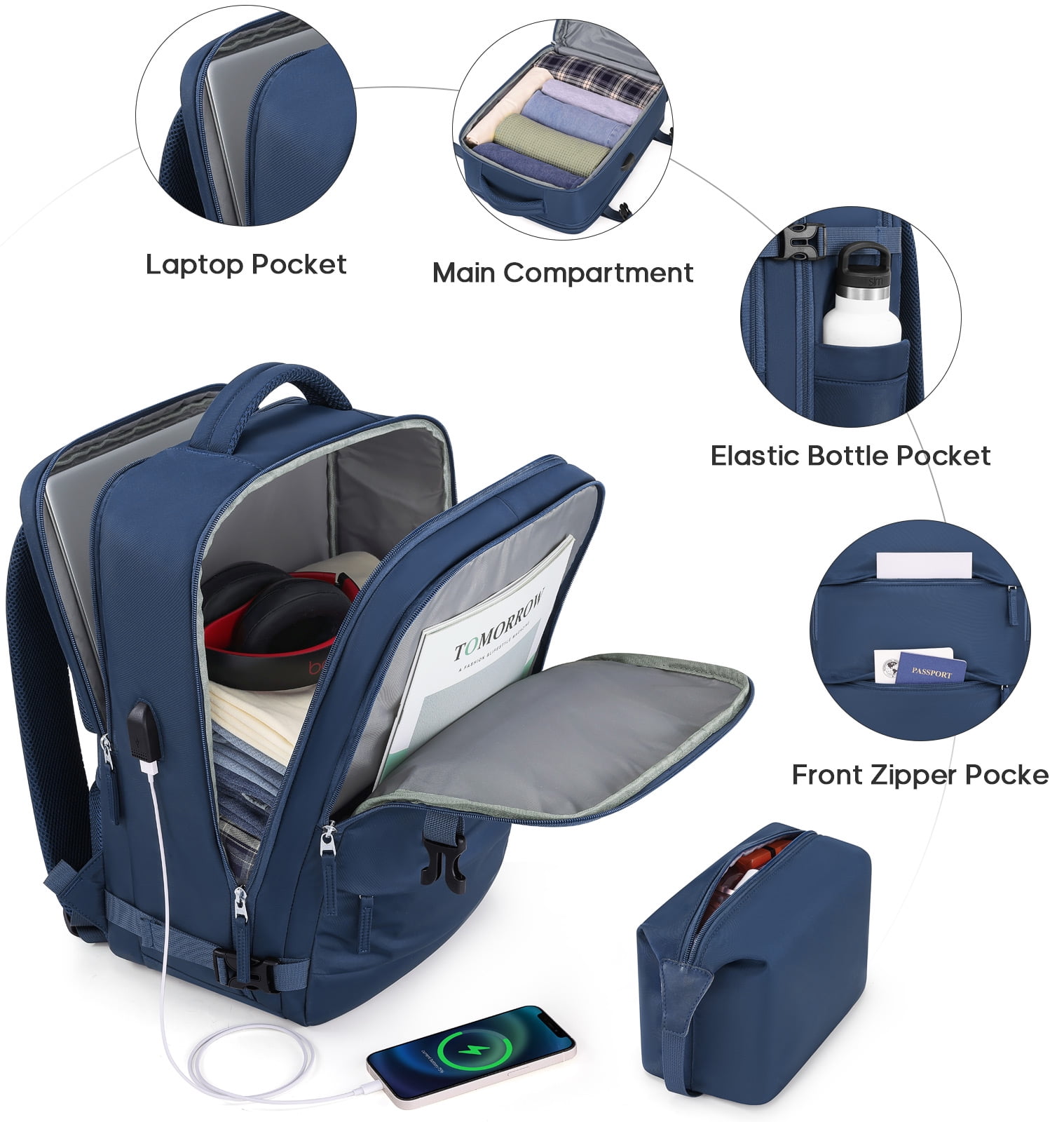 MIUSSE Luggage Sets 3 Piece, 20 Inch Carry On Luggage with Wheels, 100% PC Hardshell Suitcase with TSA Lock, Carry On Suitcases Airline Approved With Travel Backpack for Men Women