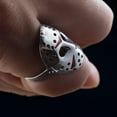 thumbnail image 2 of Vintage Horror Movie Jason Mask Ring Creative Silver Color Exaggerated Punk Biker Rings Anniversary Gift, 2 of 3