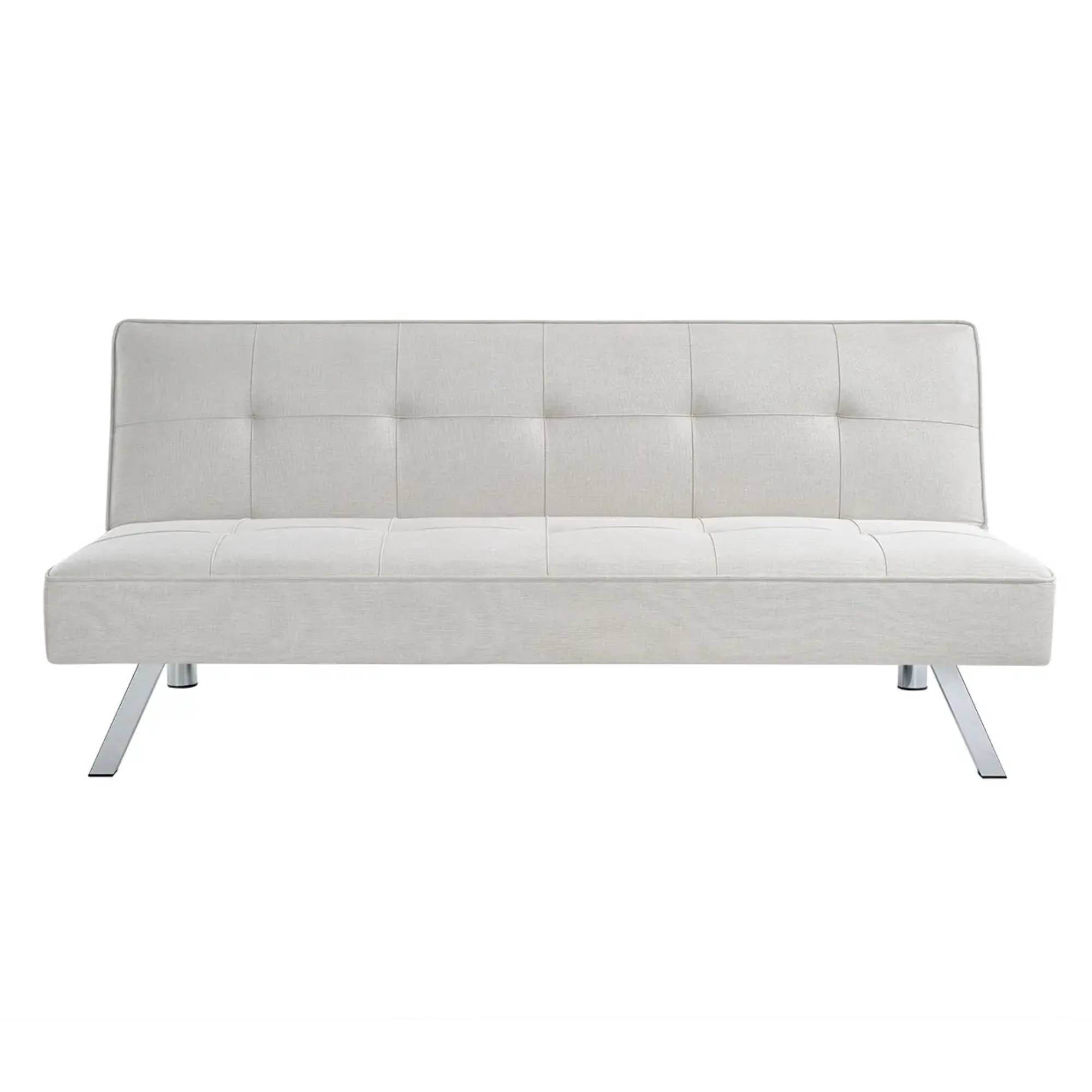 66" Futon Sofa Bed, 3-in-1 Convertible Sleeper Couch Bed for Small Spaces, Tufted Back Loveseat for Living Room, Beige