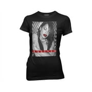 Aaliyah Junior's Graphic T-Shirt Red Lips Red Type Light Weight 100% Cotton Music Shirt for Women Black