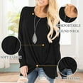 thumbnail image 2 of FAMITION Women Long Sleeve Tops Fall Fashion Twist Knot T Shirts Casual Loose Fit Tunics Tops Cute Crewneck Color Block Ladies Tops Blouse Black, 2 of 4