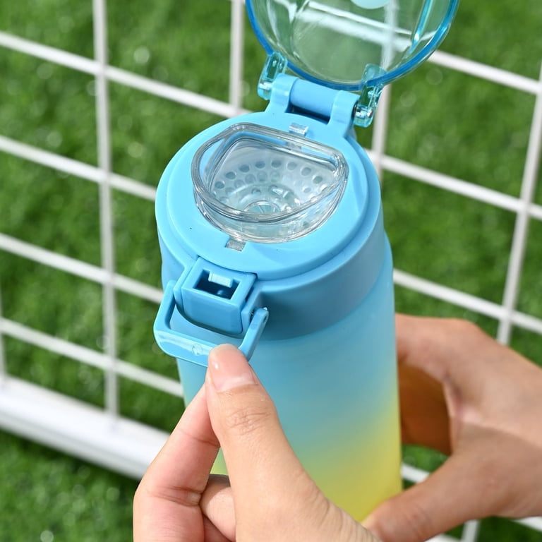 Large 23oz Sports Water Bottle With Straw - Leak-Proof, Purple Gradient, Hydration Tracking Scale, Includes Lanyard