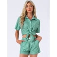 thumbnail image 2 of DARING DIVA 2 Pieces Plaid Pajama Short Sleeve Set Button Down Shirt M Green, 2 of 6