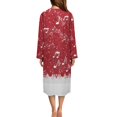 thumbnail image 2 of Yuyamidu Ladies Christmas Robes with Zipper Front Bathrobe Snowflake Long Sleeve Pajama House Coat Music Note Long Sleeves Crewneck Sleep Dress Size M, Red, 2 of 7