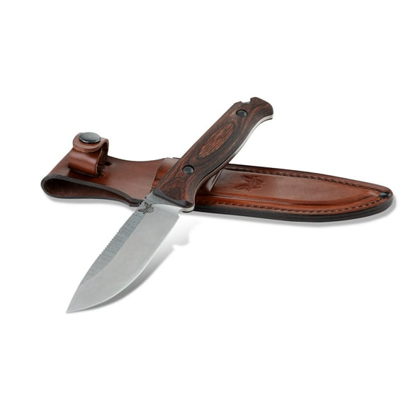 Benchmade Hunt Saddle Mountain Skinner Fixed Blade Wood (4.2&quot; Stonewash) 15002