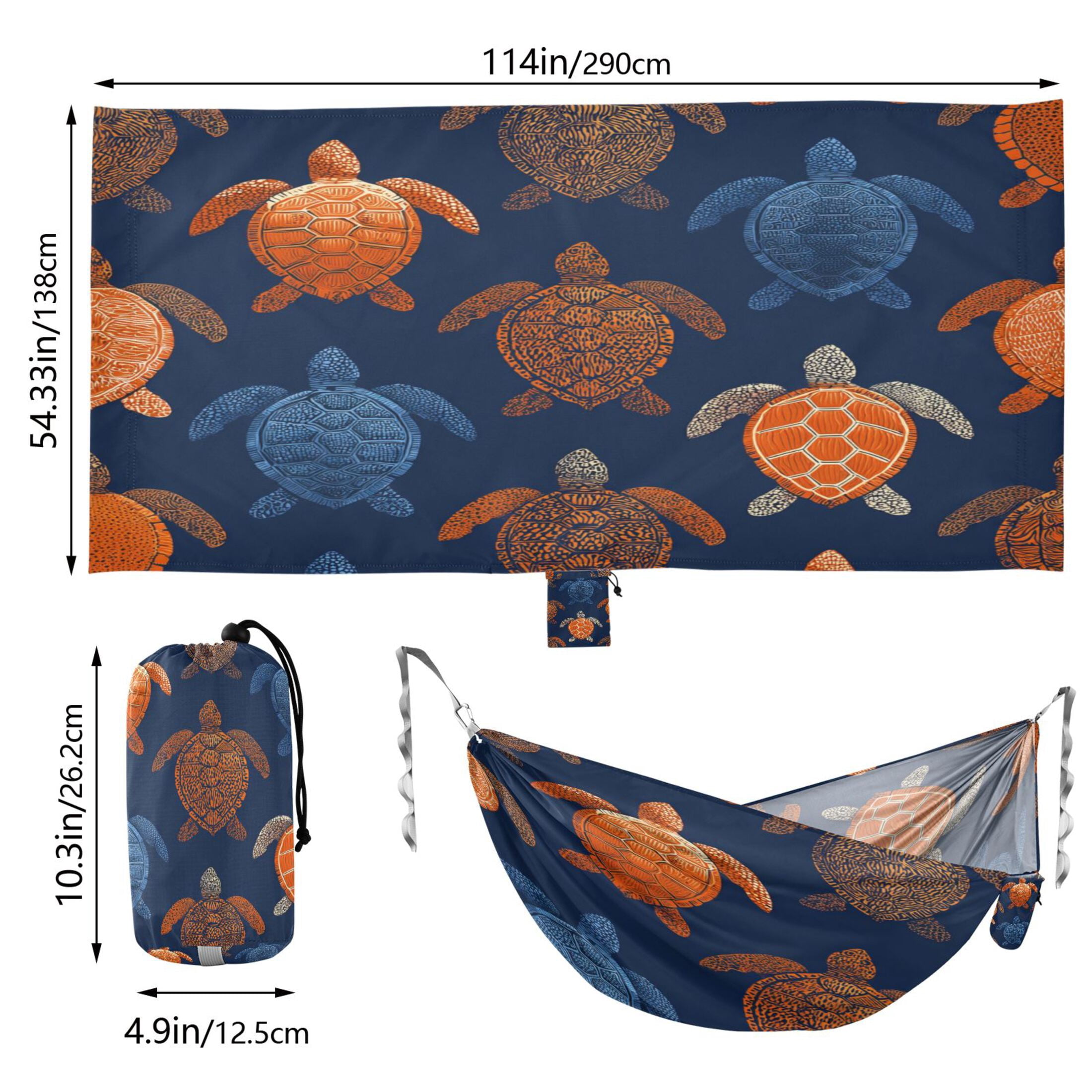 Hammock Camping Hammock Nylon Portable Hammock Travel Camping Hammock Orange Turtles Blue Turtles