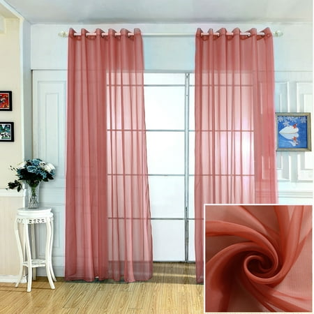 Solid Window Sheer Voile Curtains Grommet Drape Brick Red 39 X 84