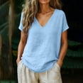 thumbnail image 2 of Aoiroe Boho Tops for Women,Work Tops Womens Shirts Dressy Casual Western Concert Outfits Womens Fall Tops Fashion Outfits Y2k Tops Shortsleeve Tops Women Light blue M, 2 of 8