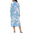 thumbnail image 5 of Peignoir pour Femmes Léger à Manches 3/4, Robe de Chambre Kimono à Col en V, Longue Tenue de Nuit, 5 of 5