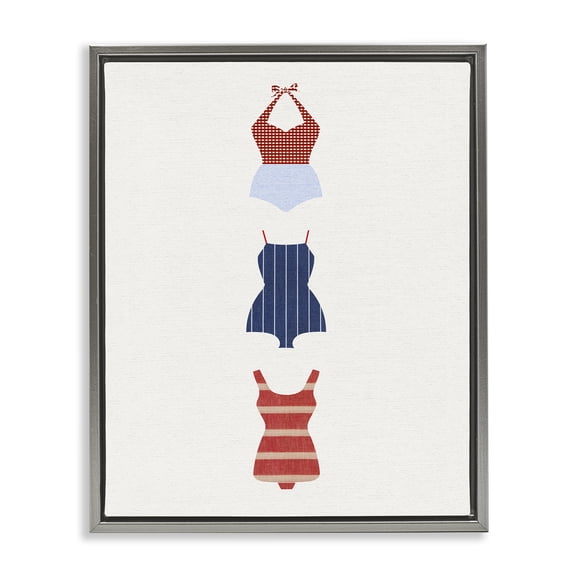 Stupell Industries Coastal Nautical Swim Style Gray Floating Frame Canvas Art, 25 x 31, by Lil' Rue
