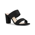thumbnail image 1 of BLISSFUL STEP Women's Open Toe Chunky High Heel Slide Sandals Black 7, 1 of 7
