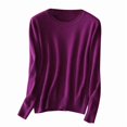 thumbnail image 5 of QUNYINEY Crew Neck Women Shirts Casual Solid Purple Long Sleeve Tops Drop Shoulder Loose Pullover T-Shirts, 5 of 5