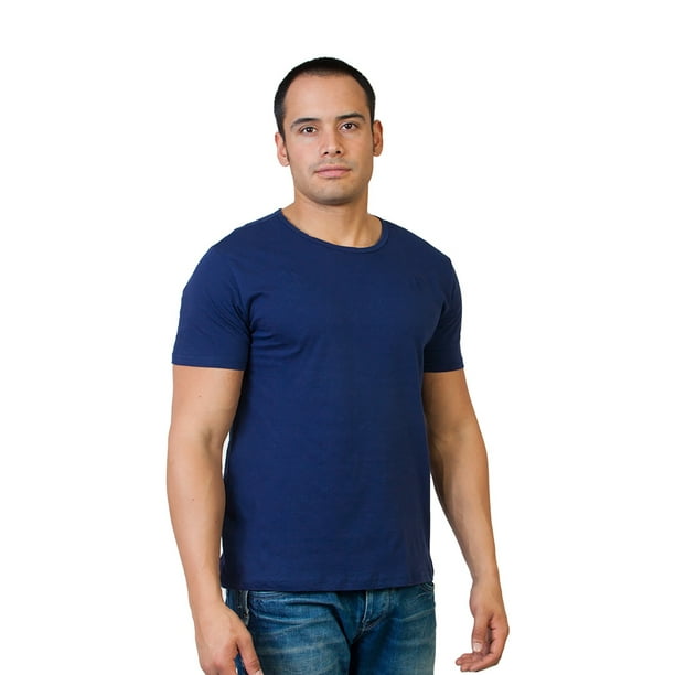 T-Shirt Agiato Basique à Col Rond Bleu Marine pour Hommes