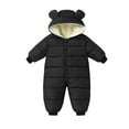 thumbnail image 3 of KYAIGUO Infant Baby Winter Down Jumpsuit Romper for Girls Boys One-Piece Bear Hoodie Jumpsuit Snowsuit Puffer Warm Bodysuits, 3 of 9
