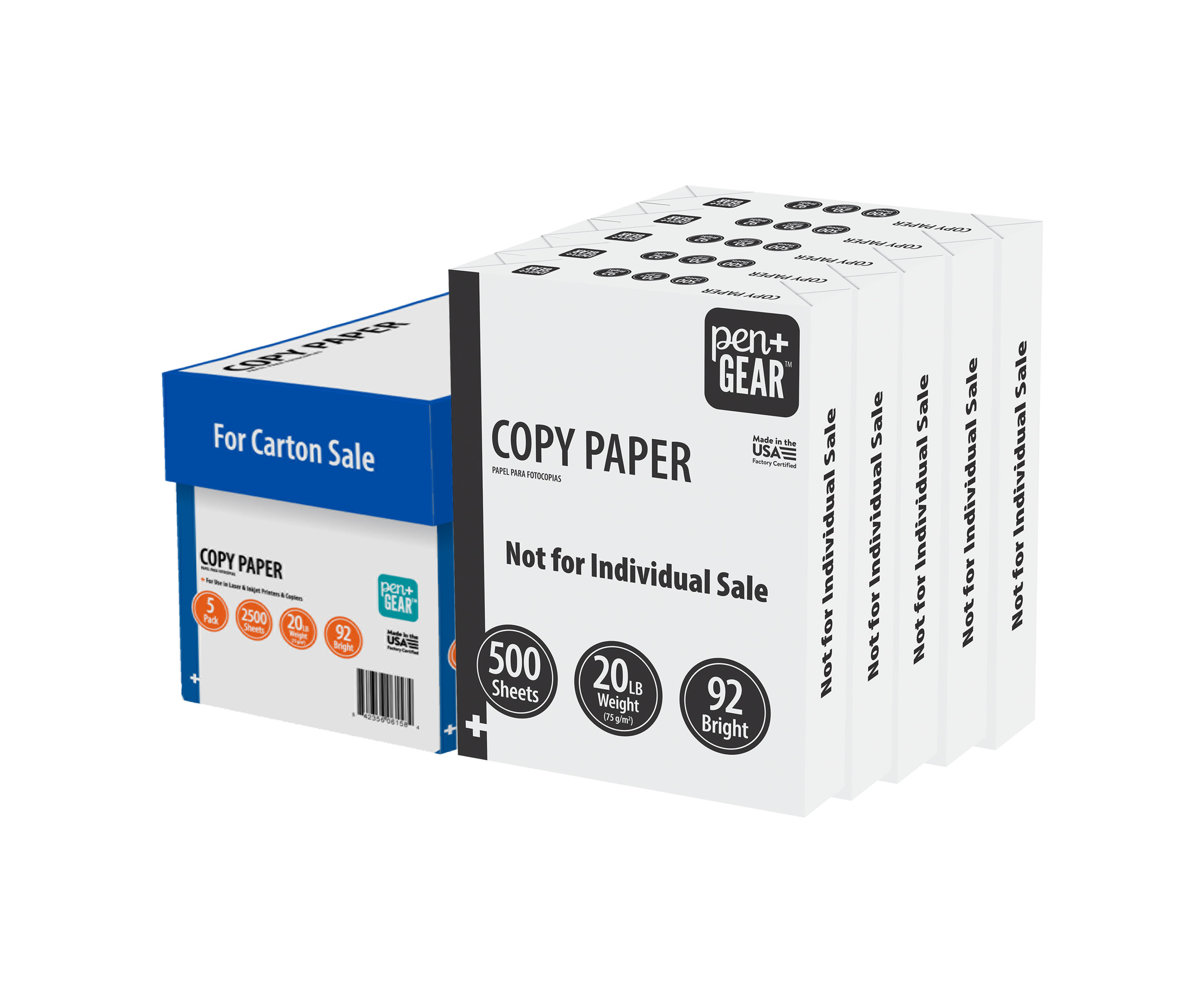 Pen+Gear Copy Paper, 8.5" x 11", White, 2,500 Sheets