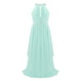 thumbnail image 3 of Oyolan Robe de Demoiselle d'Honneur pour Enfants Robe Longue en Chiffon pour Concours Soirée Danse Vert Menthe 8, 3 of 5
