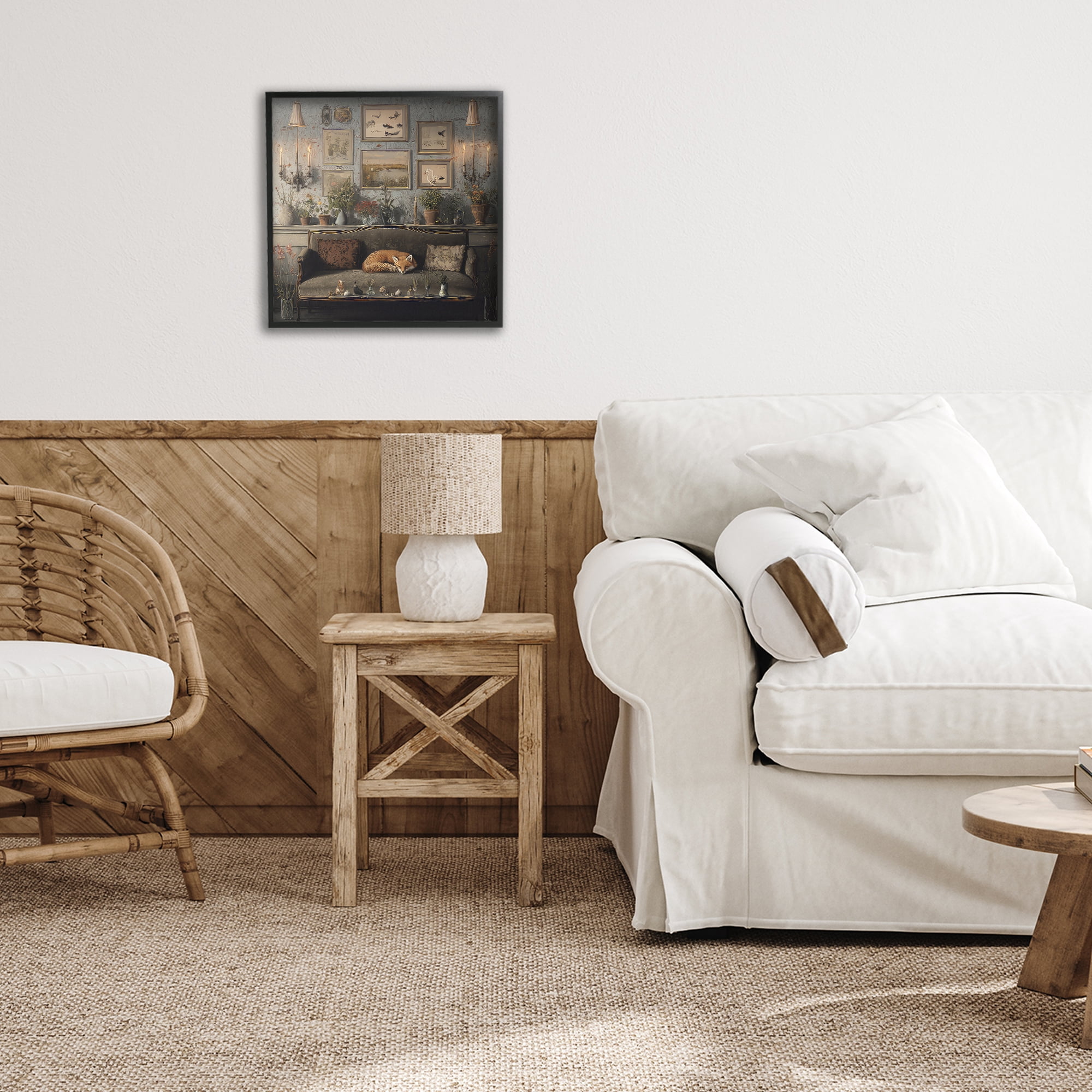 Stupell Industries Fox on Antique Sofa Black Framed Giclee Art, design by The Wands Want