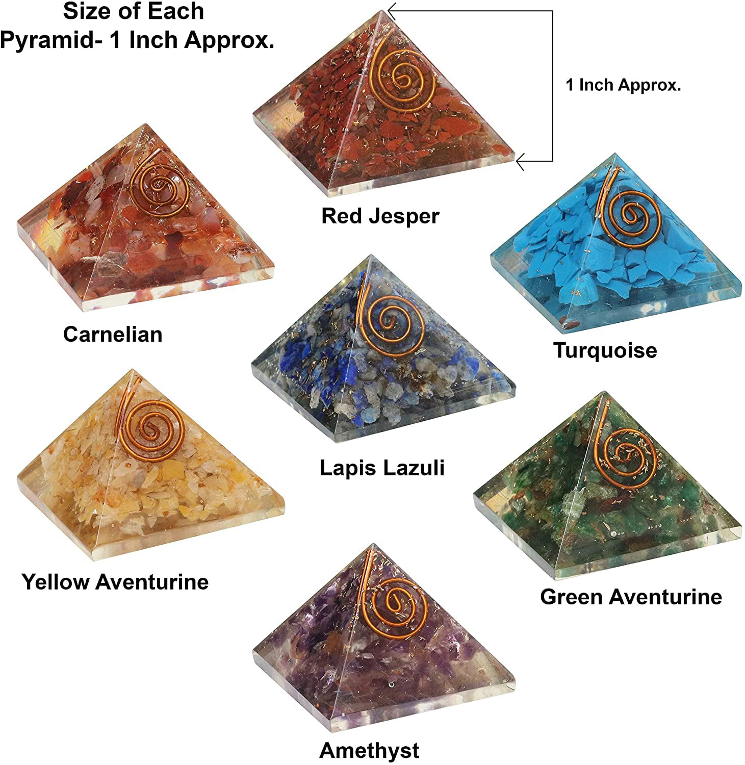 7 Chakra Pyramid Energy Generator with Crystal Pyramid seven crystal Natural